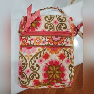Vera Bradley Floral Crossbody Bag - Orange And Cream